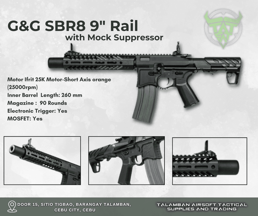 G&G SBR8 9" Rail with Mock Suppressor